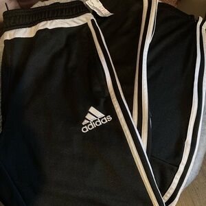 Adidas black  and White athletic pants large